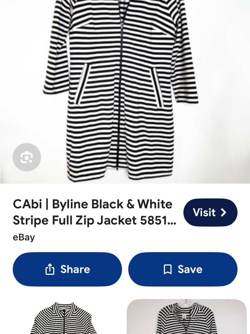 CAbi Black & White Striped Byline Jacket